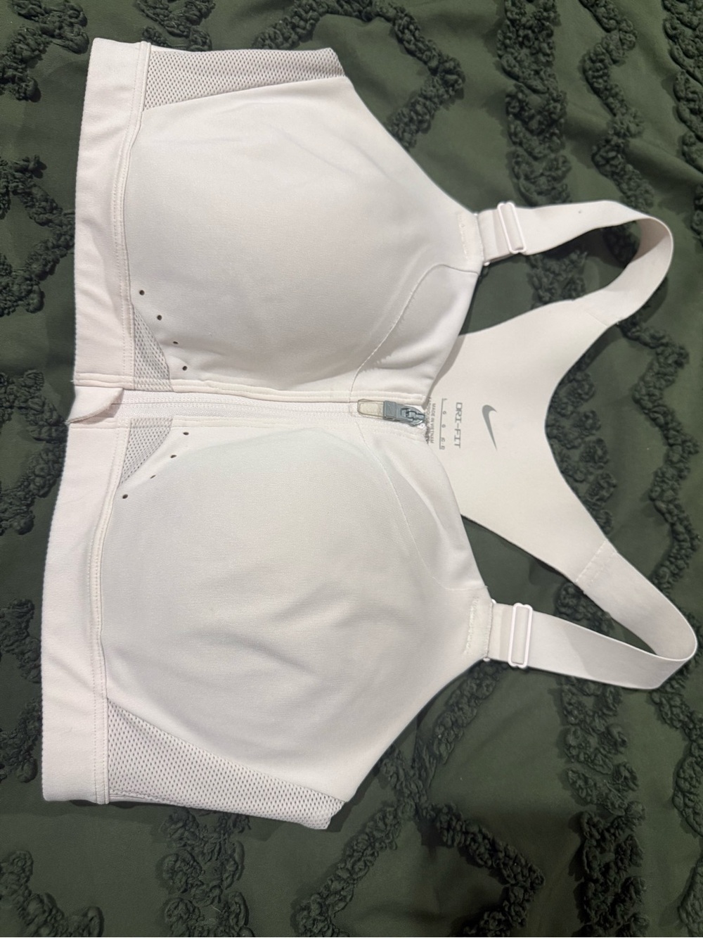 2 Nike Women’s White Front-Zip Sports Bra